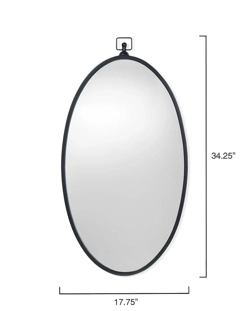 Mid Century Modern Decor Oval Black Iron Wade Wall Mirror Wall Mirrors LOOMLAN By Jamie Young