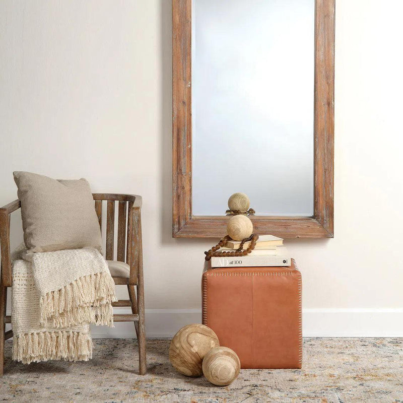 Mid-Century Modern Driftwood and Beige Linen Grayson Arm Chair Dining Chairs LOOMLAN By Jamie Young