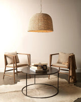 Mid-Century Modern Driftwood and Beige Linen Grayson Arm Chair Dining Chairs LOOMLAN By Jamie Young