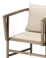 Mid-Century Modern Driftwood and Beige Linen Grayson Arm Chair Dining Chairs LOOMLAN By Jamie Young