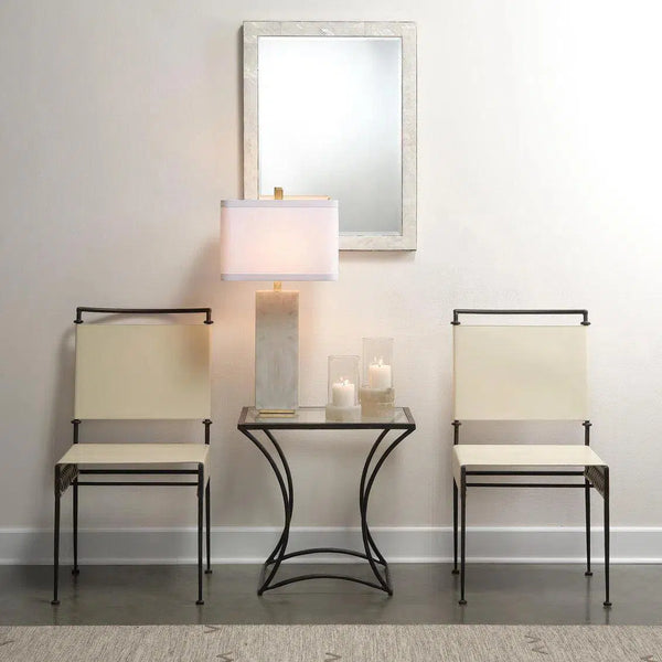 Mid-Century Modern White Leather Dining Chair Sweetwater Dining Chairs LOOMLAN By Jamie Young