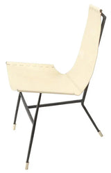 Mid Century Modern White Leather Lounge Chair Abilene Accent Chairs LOOMLAN By Jamie Young