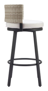 Midnight Wave White Barstool Bar Stools LOOMLAN By Zuo Modern