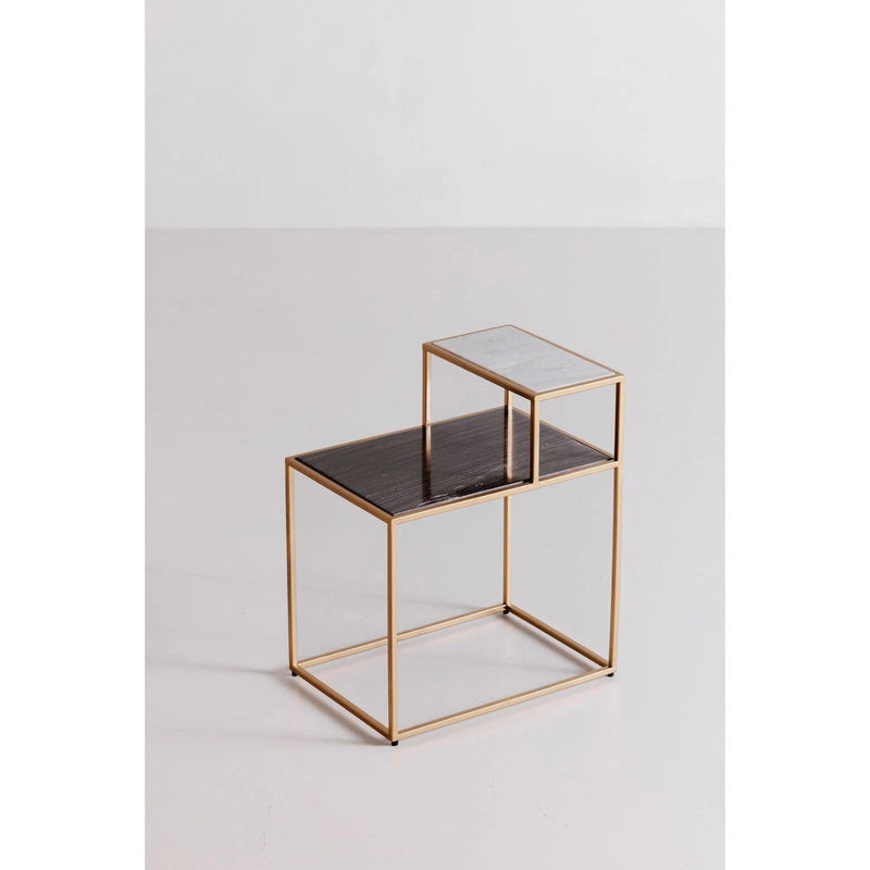 Mies Black and White Marble Geometric Side Table Side Tables LOOMLAN By Moe's Home