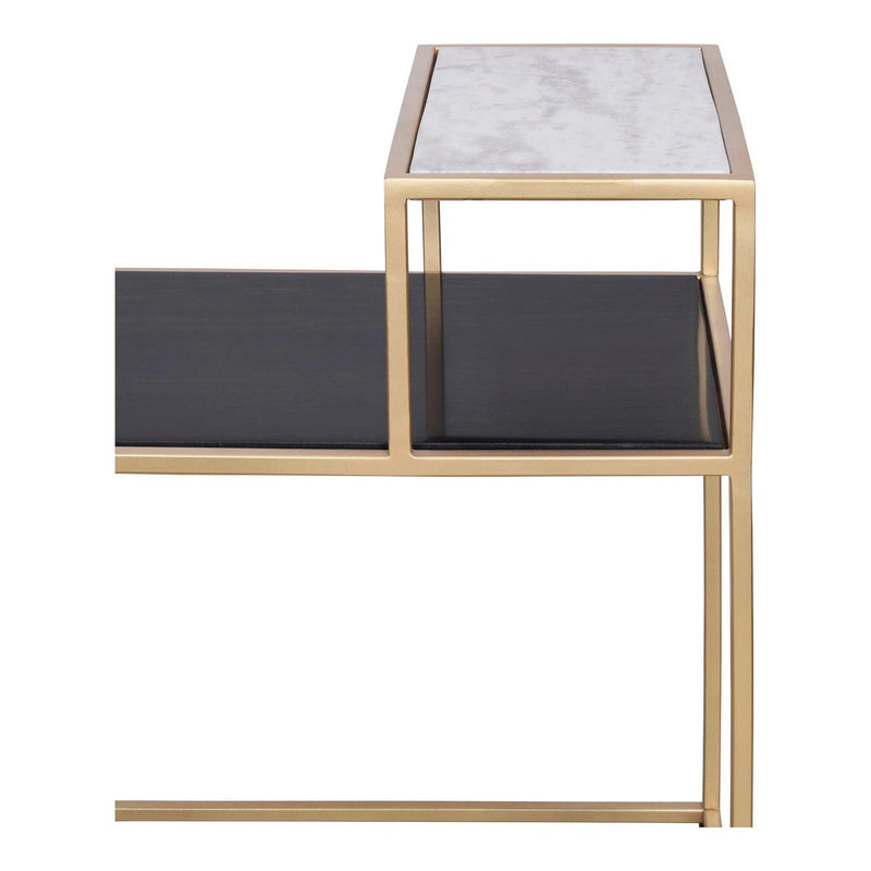 Mies Black and White Marble Geometric Side Table Side Tables LOOMLAN By Moe's Home