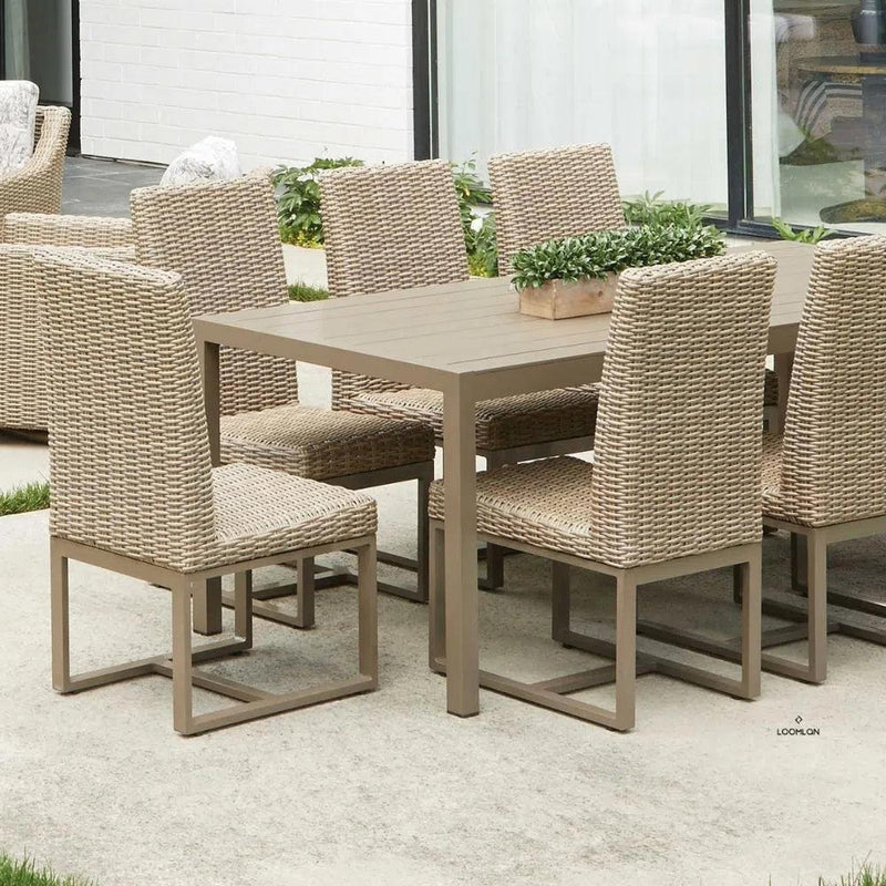 Milan 87" Rectangular Umbrella Dining Table Made In USA Outdoor Dining Tables LOOMLAN By Lloyd Flanders