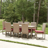 Milan 87" Rectangular Umbrella Dining Table Made In USA Outdoor Dining Tables LOOMLAN By Lloyd Flanders