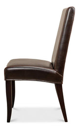 Milano Brown Leather Dining Chairs Set of 2 Dining Chairs LOOMLAN By Sarreid