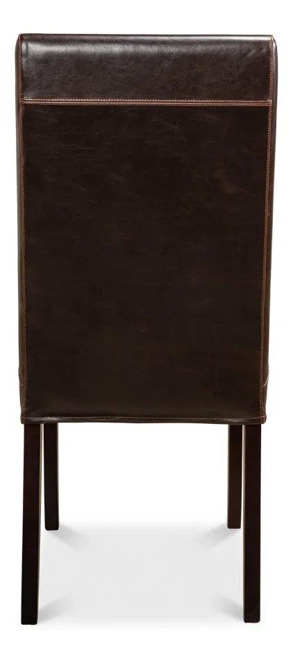 Milano Brown Leather Dining Chairs Set of 2 Dining Chairs LOOMLAN By Sarreid