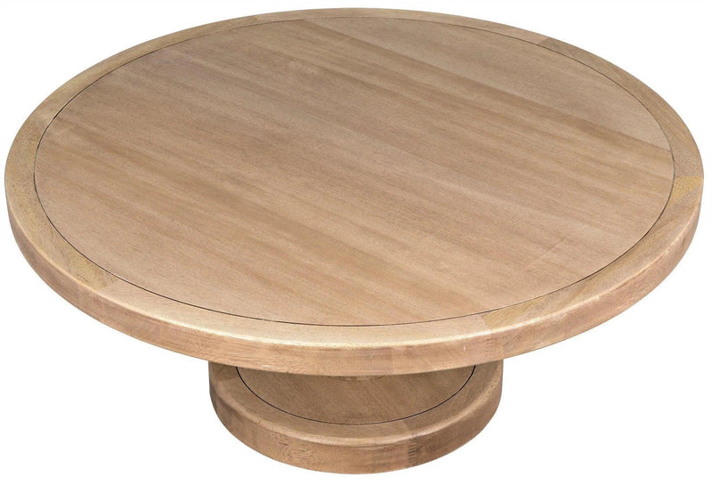 Milena Wood Round Coffee Table, Washed Walnut Coffee Tables LOOMLAN By Noir