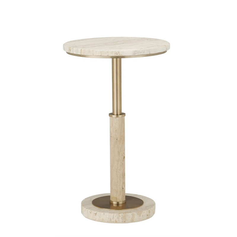 Miles Travertine Accent Table Side Tables LOOMLAN By Currey & Co