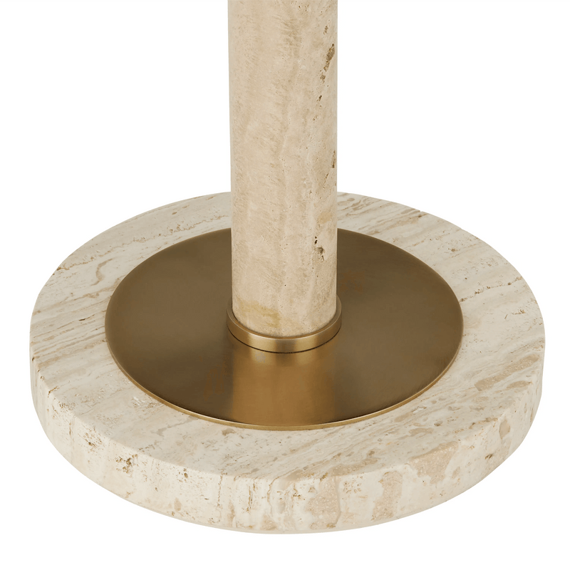 Miles Travertine Accent Table Side Tables LOOMLAN By Currey & Co