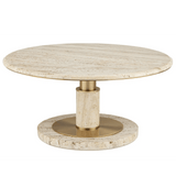 Miles Travertine Cocktail Table Coffee Tables LOOMLAN By Currey & Co