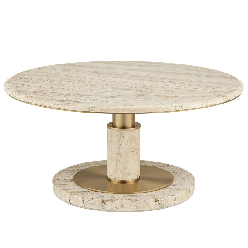 Miles Travertine Cocktail Table Coffee Tables LOOMLAN By Currey & Co