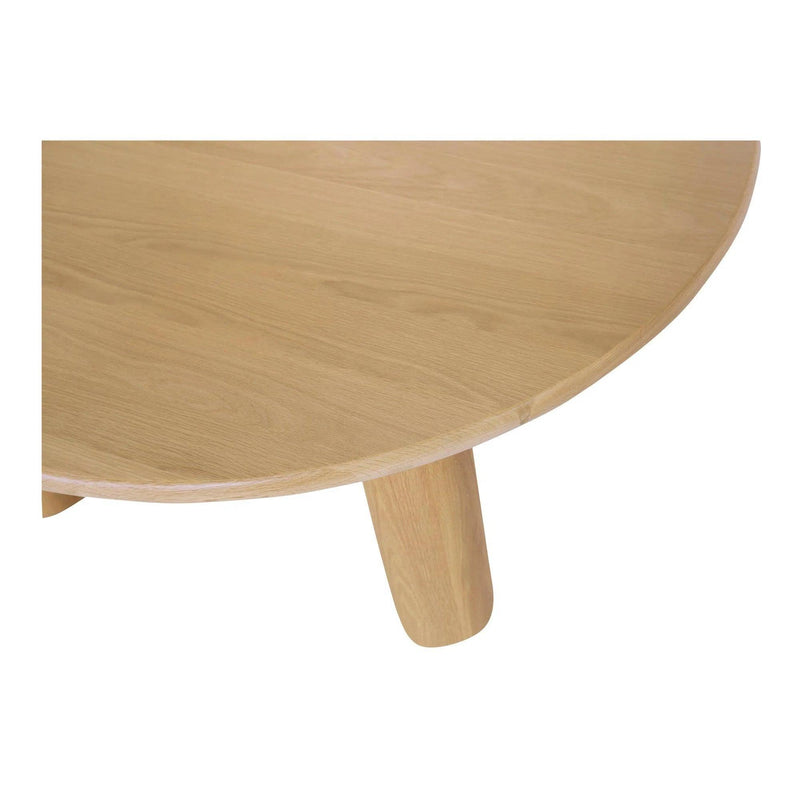 Milo Natural Solid Oak Round Coffee Table Coffee Tables LOOMLAN By Moe's Home