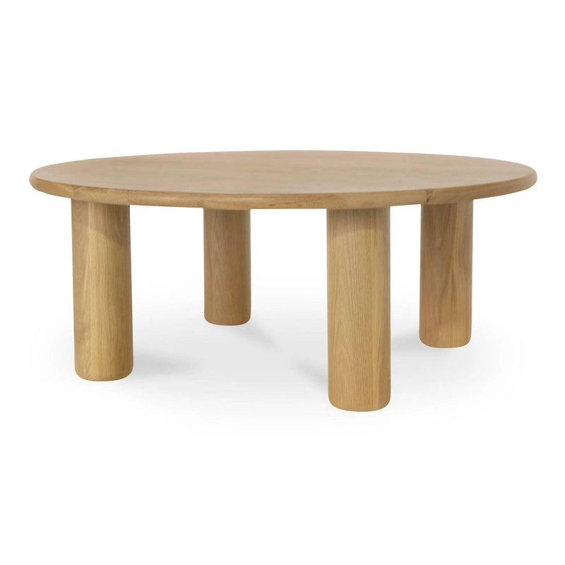 Milo Natural Solid Oak Round Coffee Table Coffee Tables LOOMLAN By Moe's Home