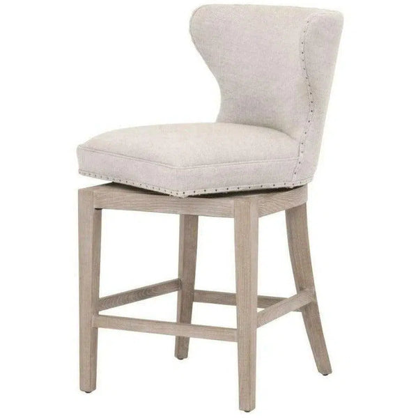 Milton Swivel Counter Stool Bisque French Linen Ash Counter Stools LOOMLAN By Essentials For Living