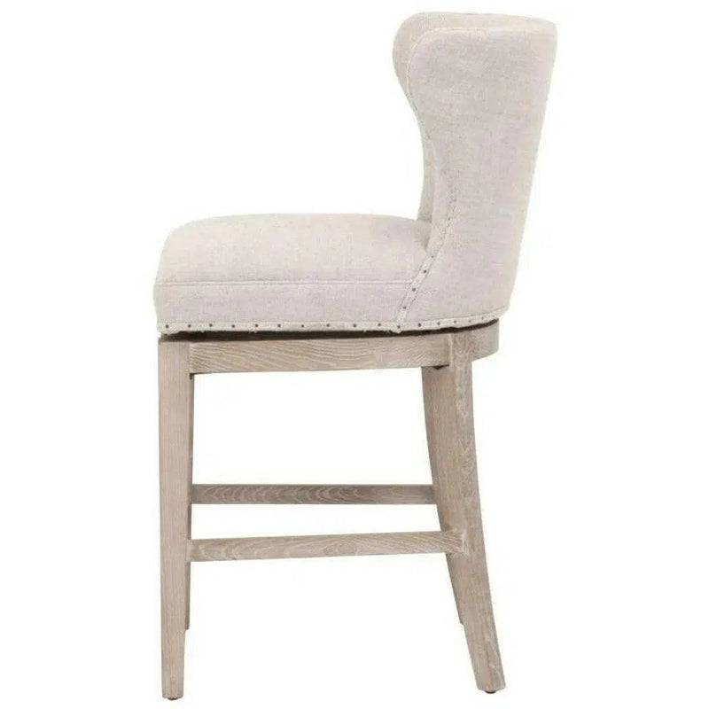 Milton Swivel Counter Stool Bisque French Linen Ash Counter Stools LOOMLAN By Essentials For Living