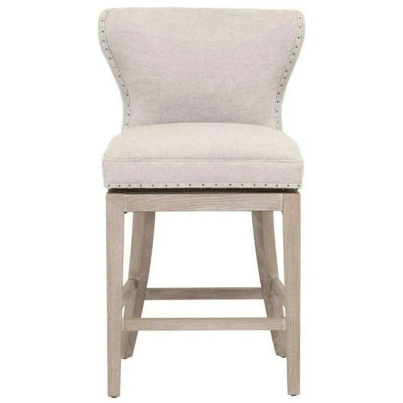 Milton Swivel Counter Stool Bisque French Linen Ash Counter Stools LOOMLAN By Essentials For Living