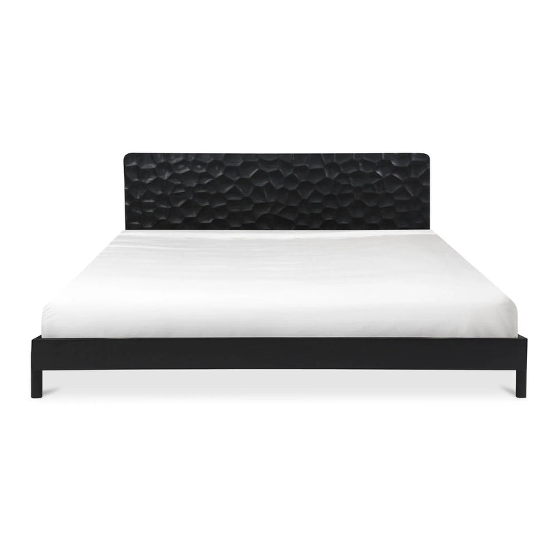 Misaki Black Wooden Bed Frame Beds LOOMLAN By Moe's Home