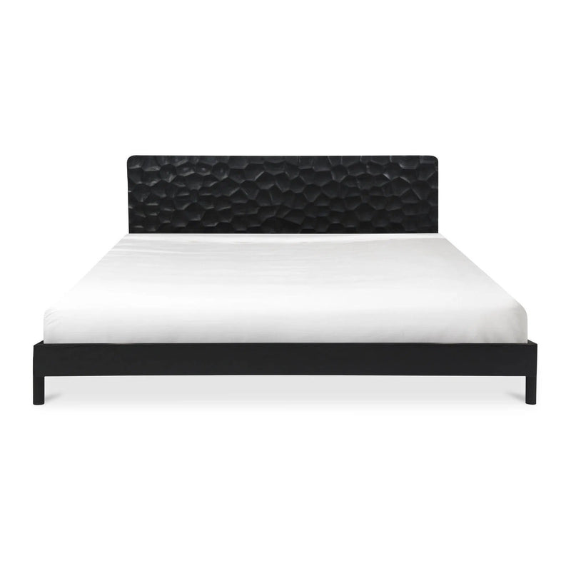 Misaki Black Wooden Bed Frame Beds LOOMLAN By Moe's Home