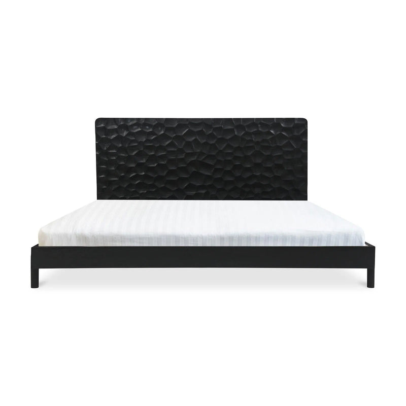 Misaki Black Wooden Bed Frame Beds LOOMLAN By Moe's Home