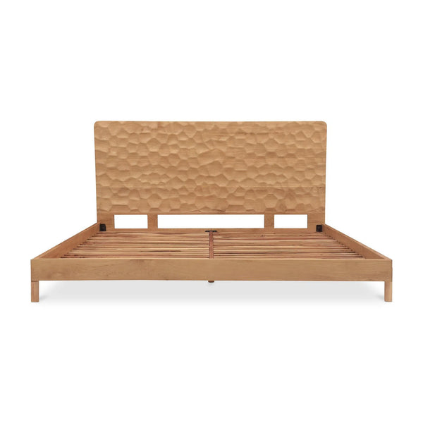 Misaki Solid Oak Brown Wooden Bed Frame Beds LOOMLAN By Moe's Home