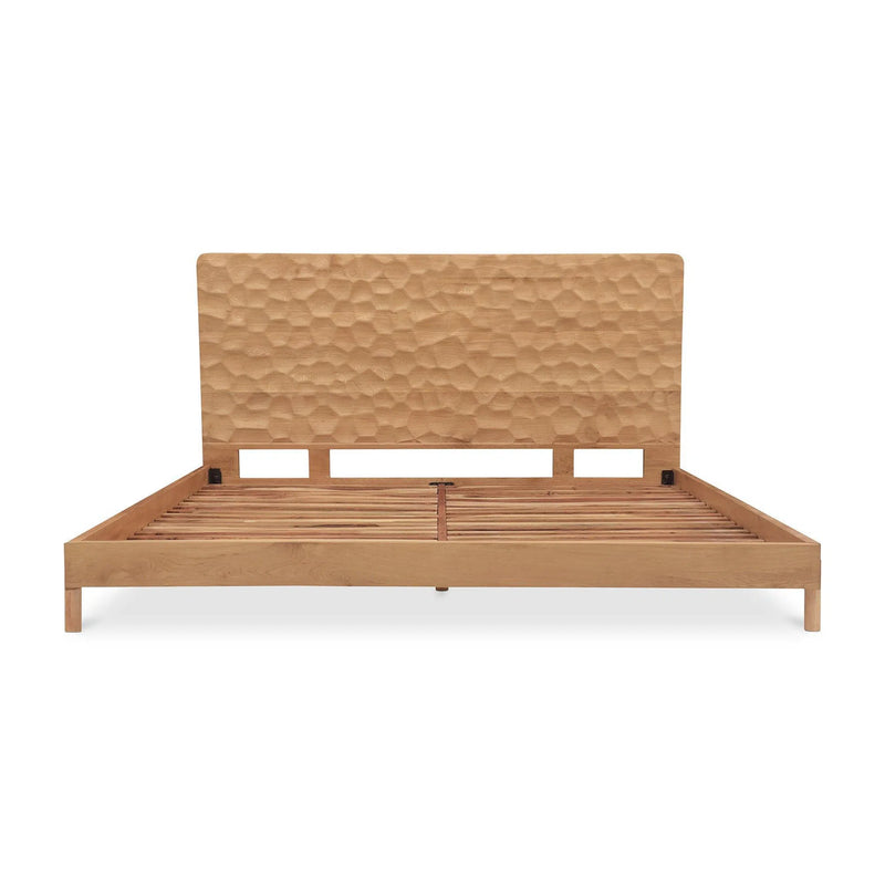 Misaki Solid Oak Brown Wooden Bed Frame Beds LOOMLAN By Moe's Home