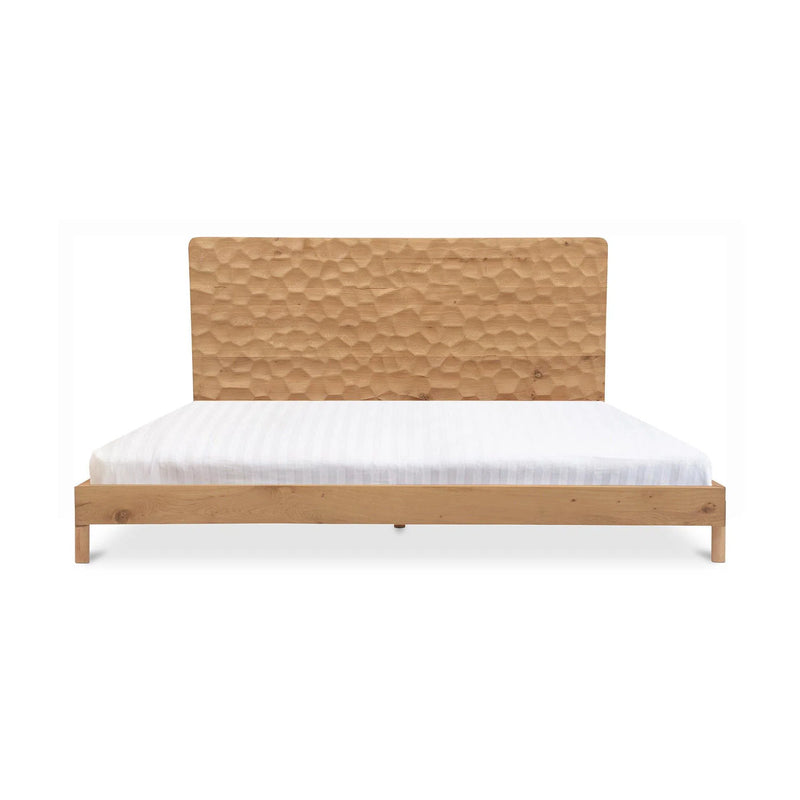 Misaki Solid Oak Brown Wooden Bed Frame Beds LOOMLAN By Moe's Home