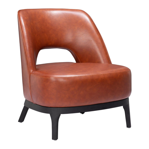 Mistley Steel and Wood Brown Armless Accent Chair Club Chairs LOOMLAN By Zuo Modern