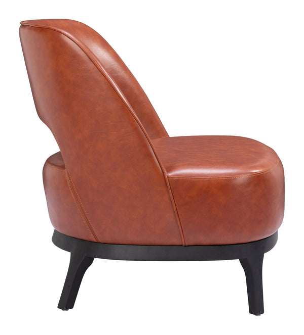 Mistley Steel and Wood Brown Armless Accent Chair Club Chairs LOOMLAN By Zuo Modern