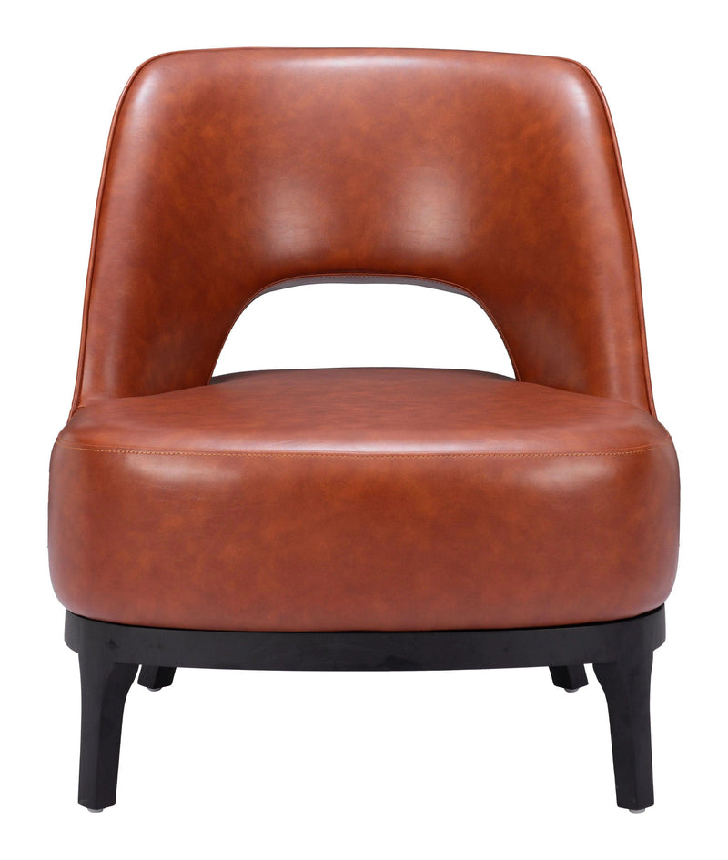 Mistley Steel and Wood Brown Armless Accent Chair Club Chairs LOOMLAN By Zuo Modern