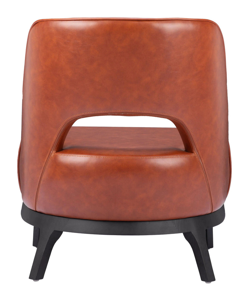 Mistley Steel and Wood Brown Armless Accent Chair Club Chairs LOOMLAN By Zuo Modern