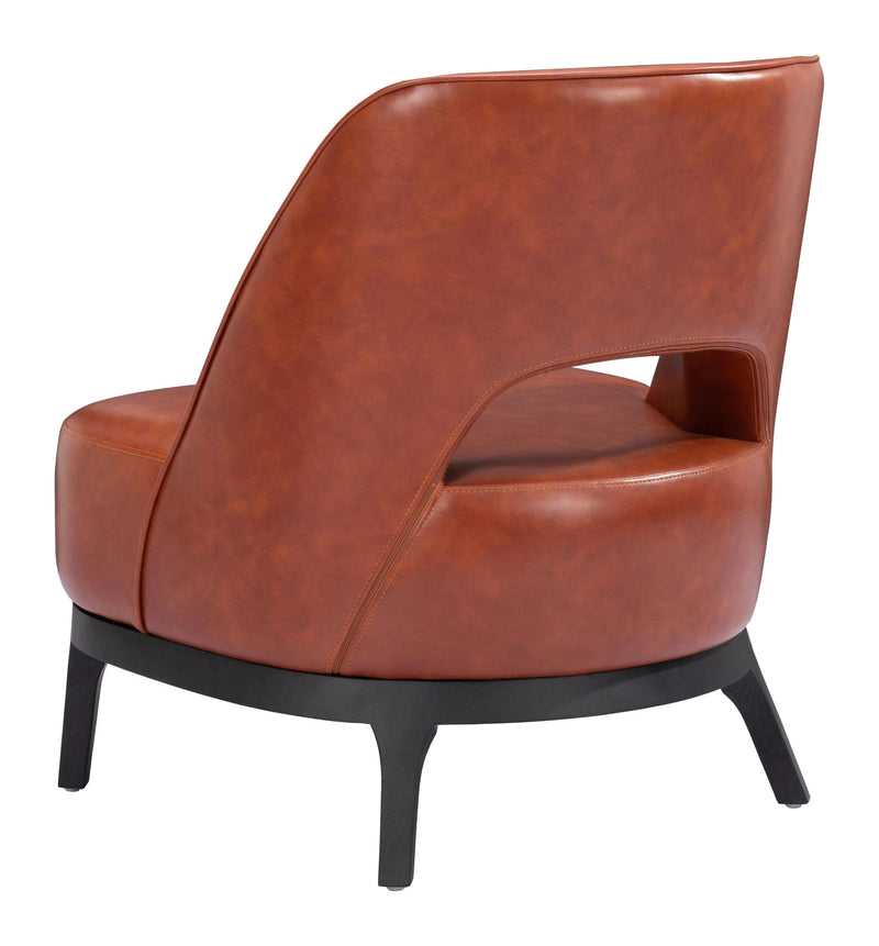 Mistley Steel and Wood Brown Armless Accent Chair Club Chairs LOOMLAN By Zuo Modern