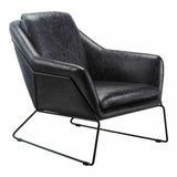 Modern Accent Chair Black Leather Armchair for Living Room Accent Chairs LOOMLAN By Moe's Home