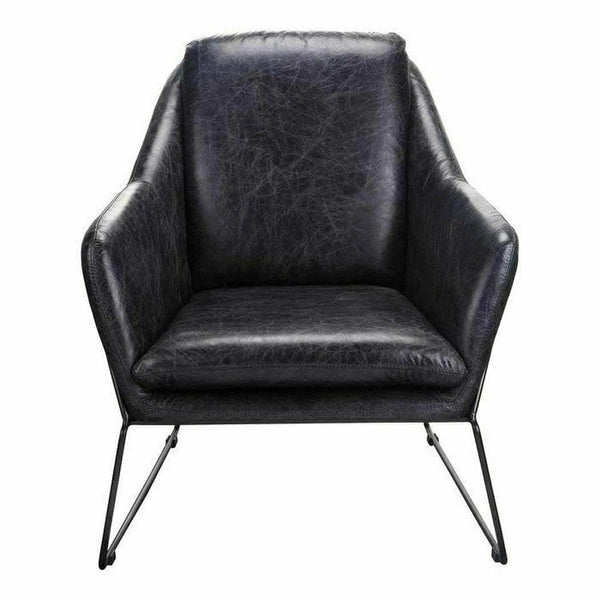 Modern Accent Chair Black Leather Armchair for Living Room Accent Chairs LOOMLAN By Moe's Home