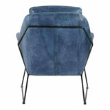 Modern Accent Chair Blue Leather Armchair for Living Room Accent Chairs LOOMLAN By Moe's Home