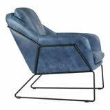 Modern Accent Chair Blue Leather Armchair for Living Room Accent Chairs LOOMLAN By Moe's Home