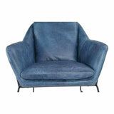 Modern Accent Chair Blue Leather Armchair for Living Room Accent Chairs LOOMLAN By Moe's Home