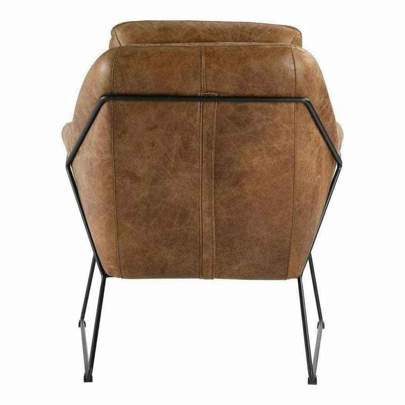 Modern Accent Chair Tan Leather Armchair for Living Room Accent Chairs LOOMLAN By Moe's Home