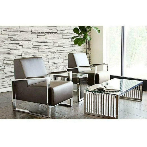 Modern Century Elephant Grey Side Chair Stainless Steel Frame Club Chairs LOOMLAN By Diamond Sofa
