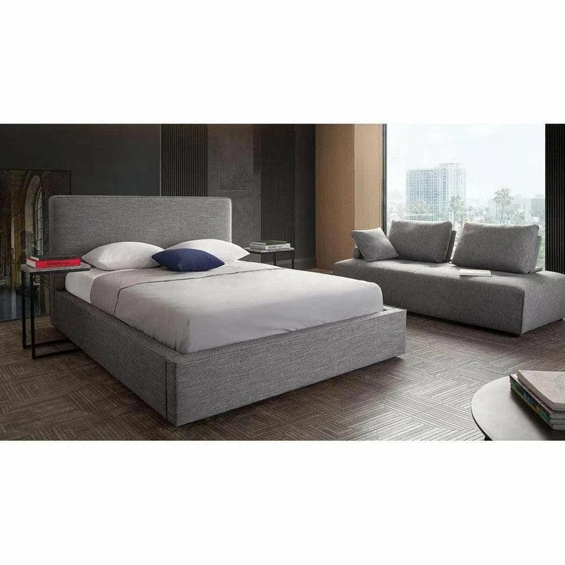 Modern Grey Low Profile Bed Frame Beds LOOMLAN By Diamond Sofa