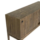 Modern Natural Brown Acacia Wood Sideboard Sliding Doors Sideboards LOOMLAN By LH Imports