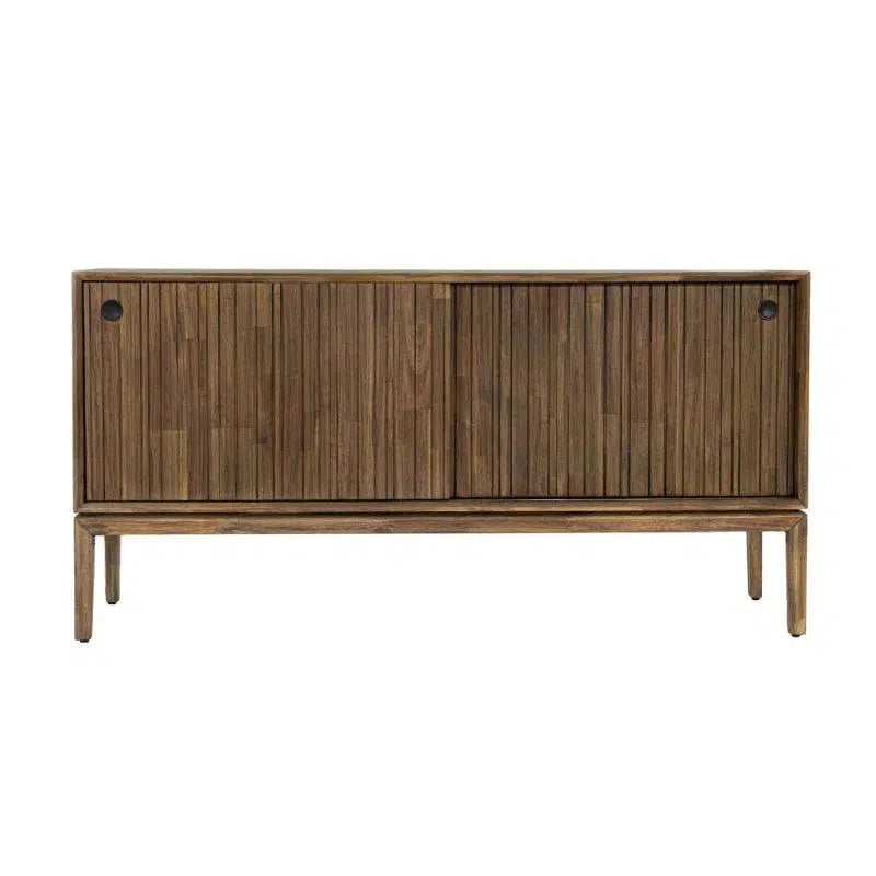 Modern Natural Brown Acacia Wood Sideboard Sliding Doors Sideboards LOOMLAN By LH Imports