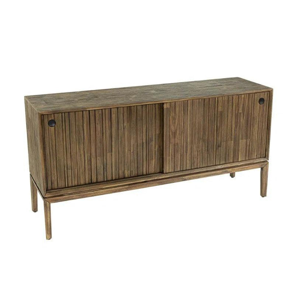 Modern Natural Brown Acacia Wood Sideboard Sliding Doors Sideboards LOOMLAN By LH Imports