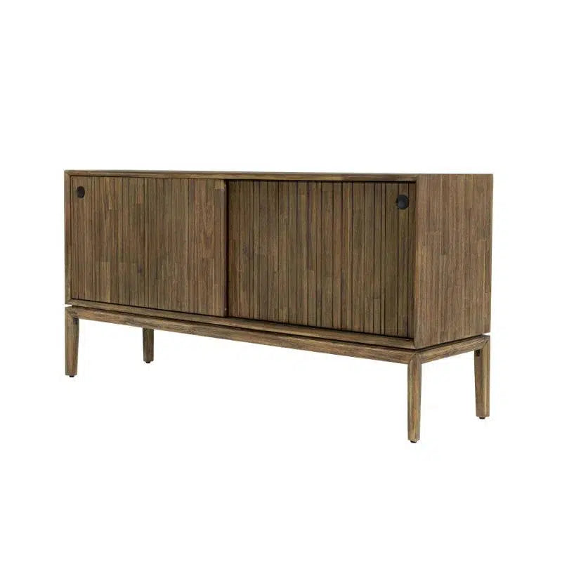 Modern Natural Brown Acacia Wood Sideboard Sliding Doors Sideboards LOOMLAN By LH Imports