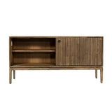 Modern Natural Brown Acacia Wood Sideboard Sliding Doors Sideboards LOOMLAN By LH Imports