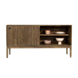 Modern Natural Brown Acacia Wood Sideboard Sliding Doors Sideboards LOOMLAN By LH Imports