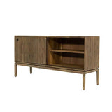 Modern Natural Brown Acacia Wood Sideboard Sliding Doors Sideboards LOOMLAN By LH Imports