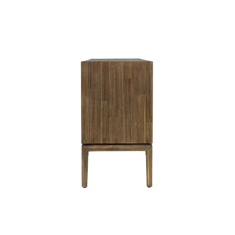 Modern Natural Brown Acacia Wood Sideboard Sliding Doors Sideboards LOOMLAN By LH Imports